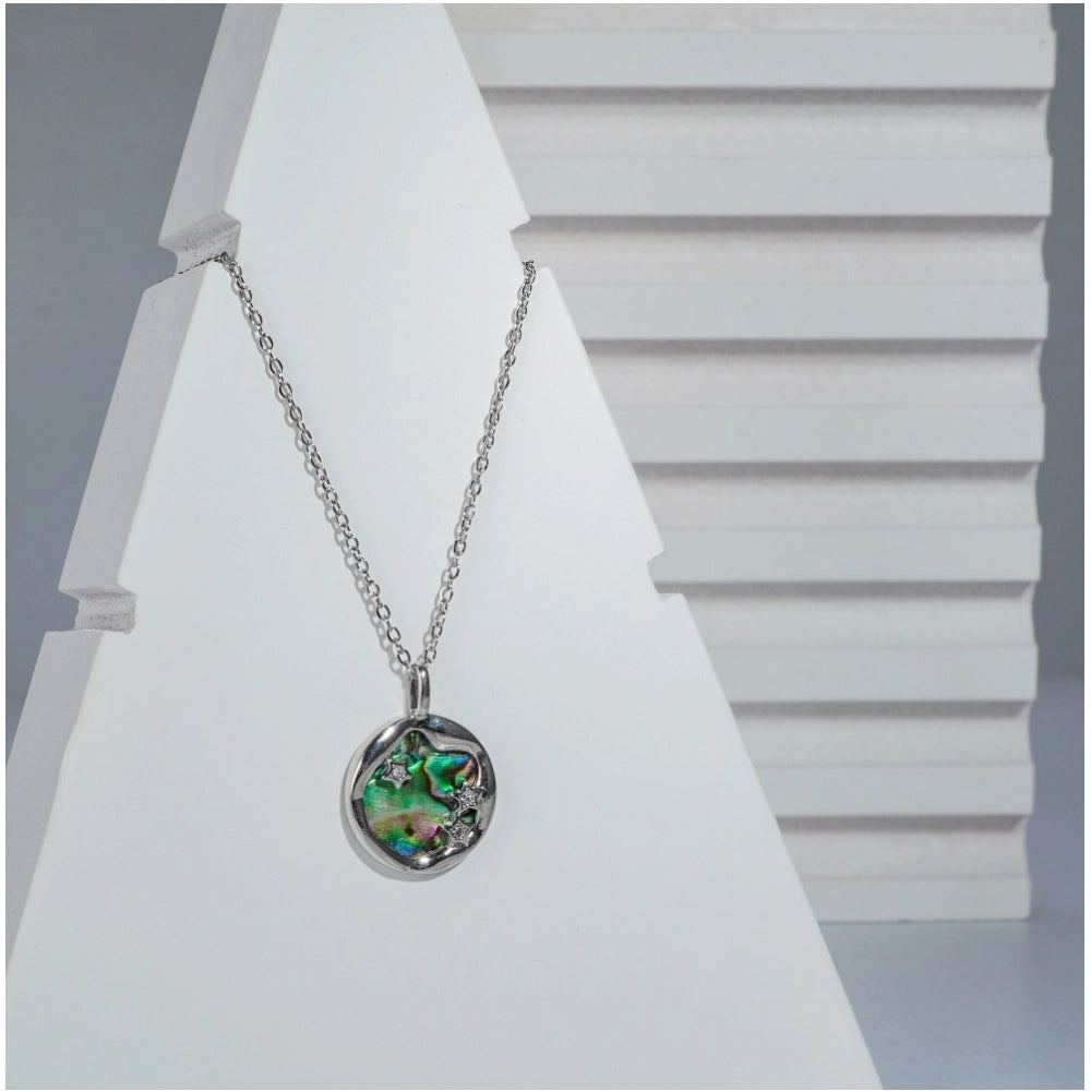 Snuggle Lifestyle Co. Women's Stainless Steel Galaxy Pendent Delicate Chain (Silver Plated)