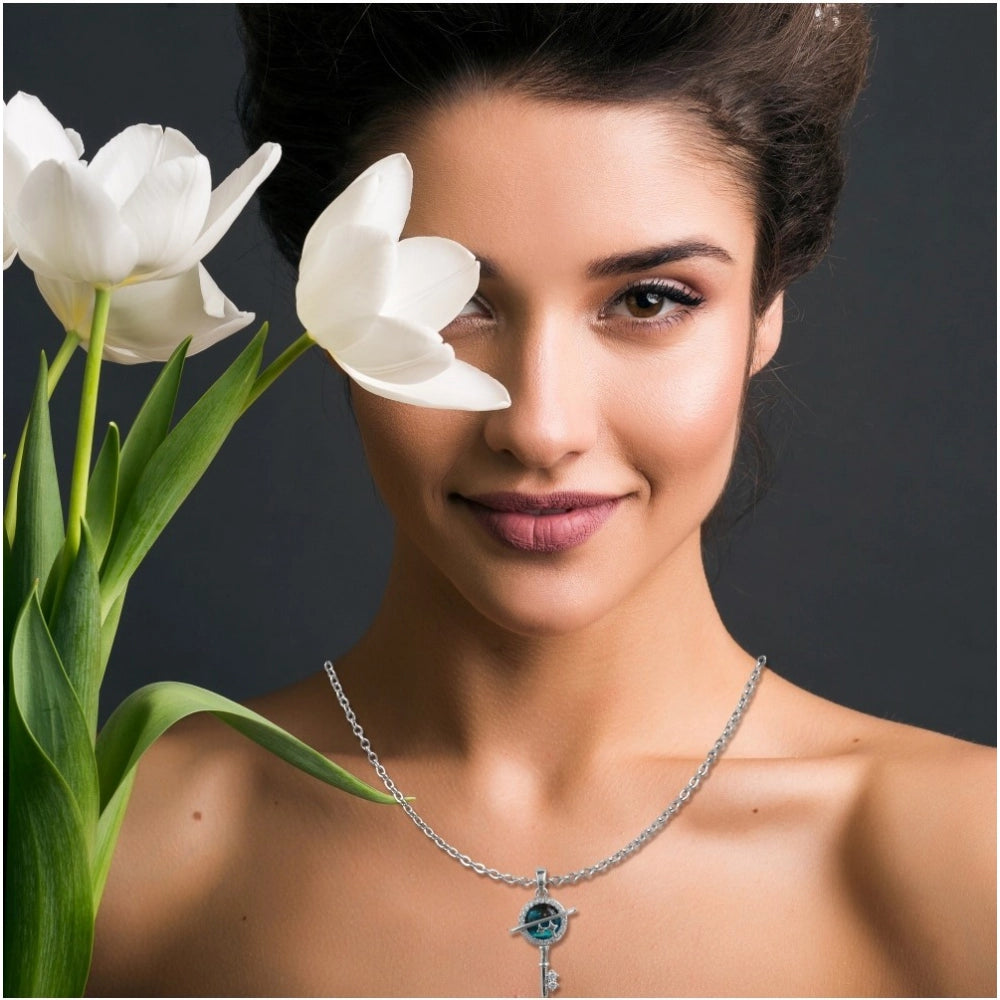 Snuggle Lifestyle Co. Women's Stainless Steel Key Design Delicate Chain (Silver Plated)
