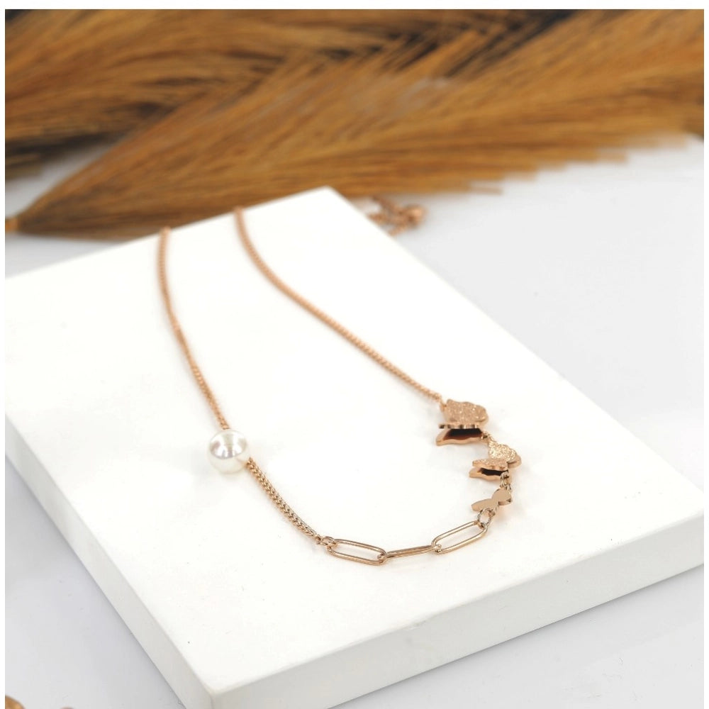 Snuggle Lifestyle Co. Women's Stainless Steel Butterfly Pendent Delicate Chain (Gold Plated)