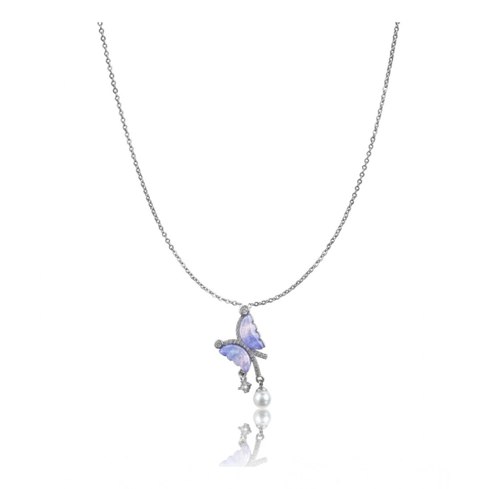 Snuggle Lifestyle Co. Women's Stainless Steel Butterfly Dailywear Pendent Delicate Chain (Silver Plated)