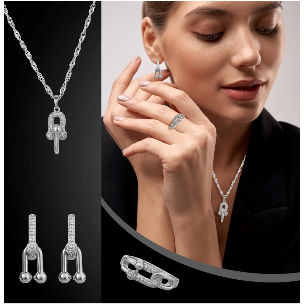 Snuggle Lifestyle Co. Women's Stainless Steel Unique Design Silverpolish Combo Jewelry (Silver Plated)