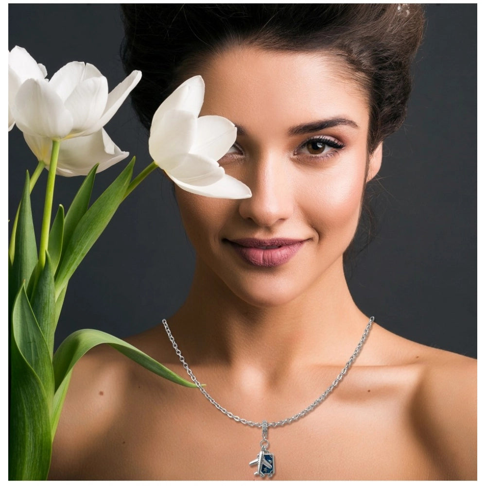 Snuggle Lifestyle Co. Women's Stainless Steel Airplane Design Pendent Delicate Chain (Silver Plated)