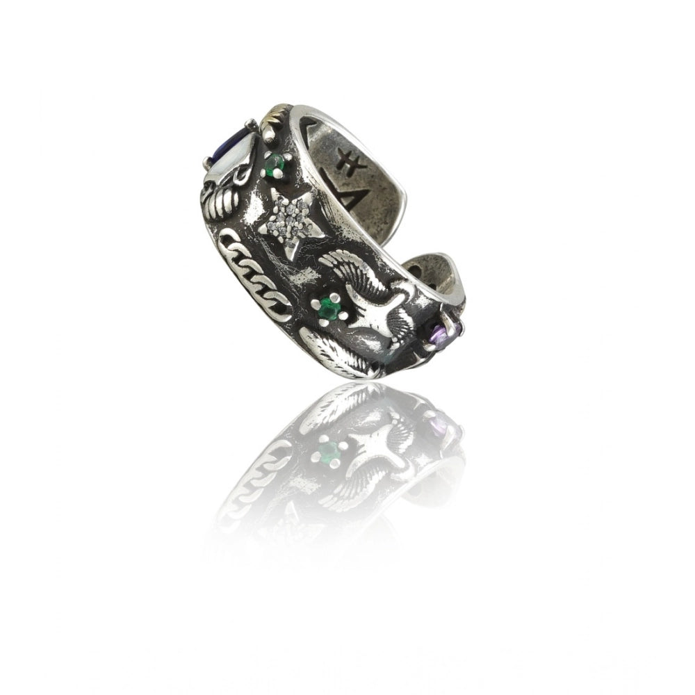 Snuggle Lifestyle Co. Stainless Steel Imported High-Quality Office Wear Freesize Ring (Silver Plated)