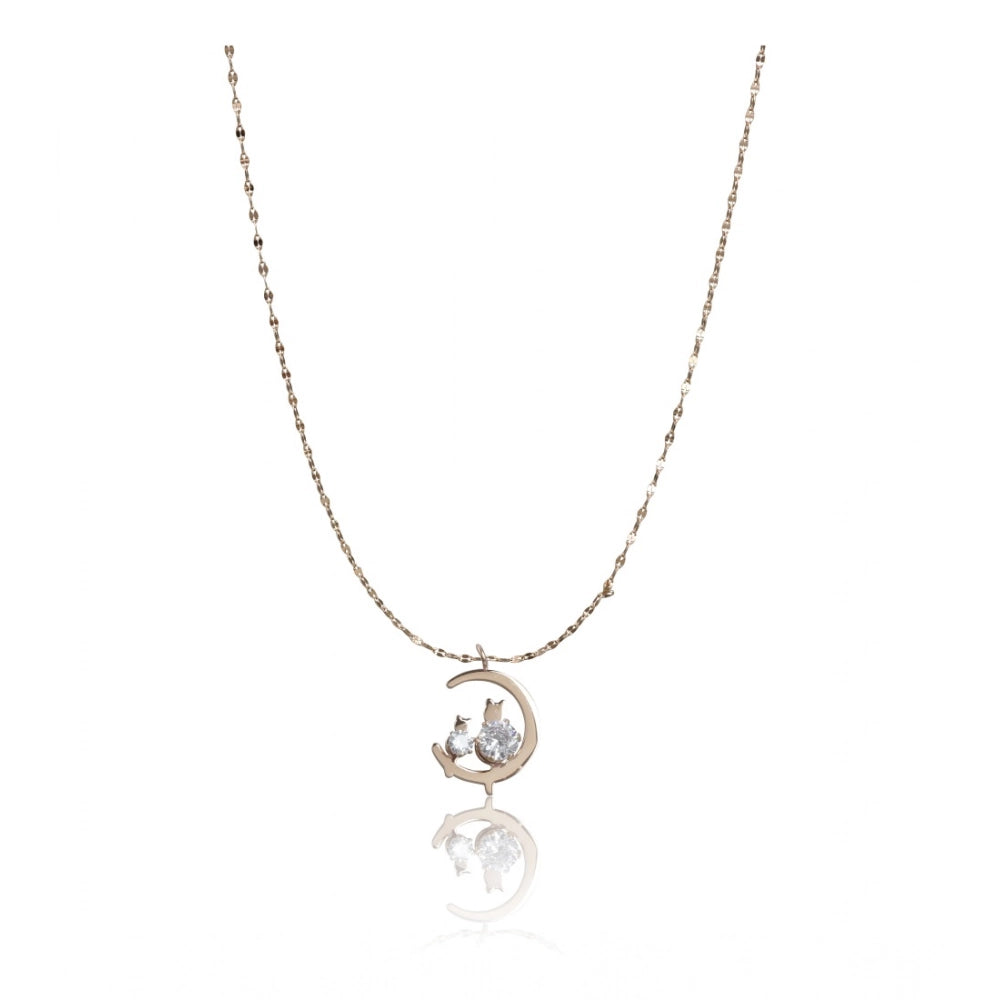 Snuggle Lifestyle Co. Women's Stainless Steel Moon Pendent Delicate Chain (Gold Plated)