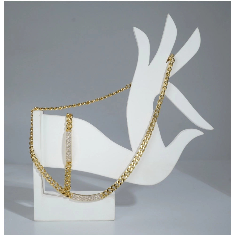 Snuggle Lifestyle Co. Women's Stainless Steel Gold Polish Polish Hand Bracelet And Necklace (Gold Plated)