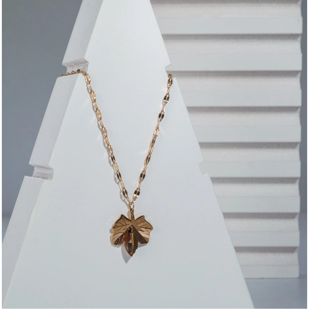 Snuggle Lifestyle Co. Women's Stainless Steel Leaf Pendent Delicate Chain (Gold Plated)