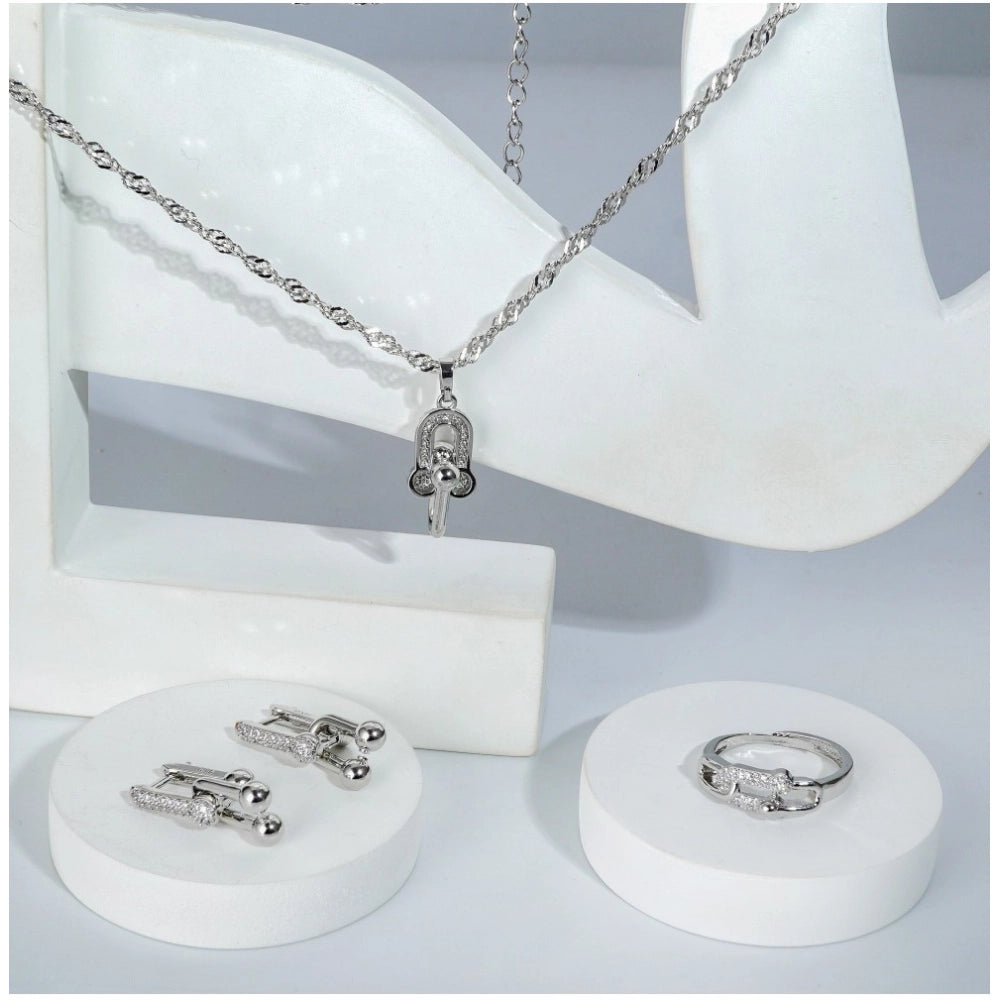 Snuggle Lifestyle Co. Women's Stainless Steel Unique Design Silverpolish Combo Jewelry (Silver Plated)