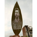 Snuggle Lifestyle Co Custom Engraved Leaf Art – Football Player Portrait on Natural Leaf