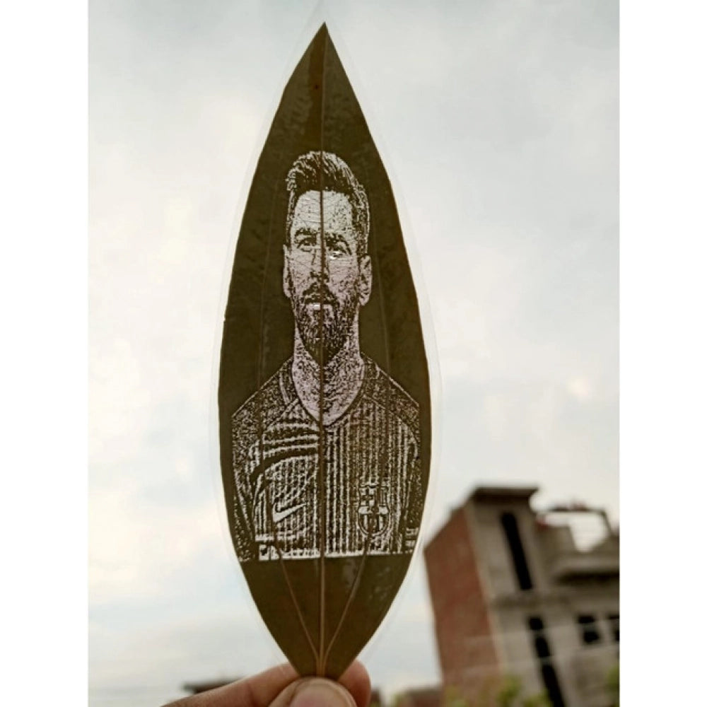 Snuggle Lifestyle Co Custom Engraved Leaf Art – Football Player Portrait on Natural Leaf