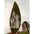 Snuggle Lifestyle Co Custom Mother And Daughter Leaf Art – Personalized Engraved Portrait on Natural Leaf