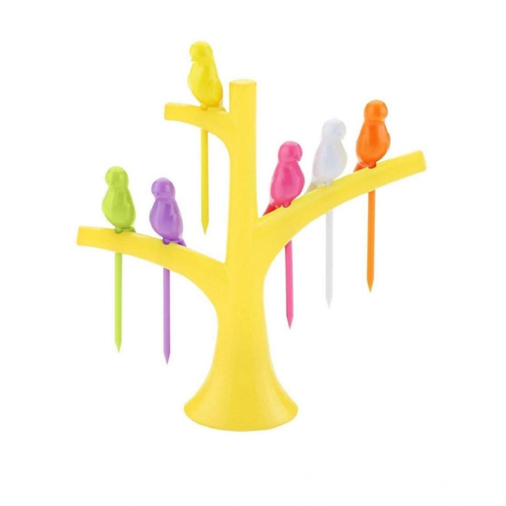Snuggle Lifestyle Co Pack of 10_Bird Tree Fruit Fork Set Decorative Toothpick Holder (Color: Assorted )