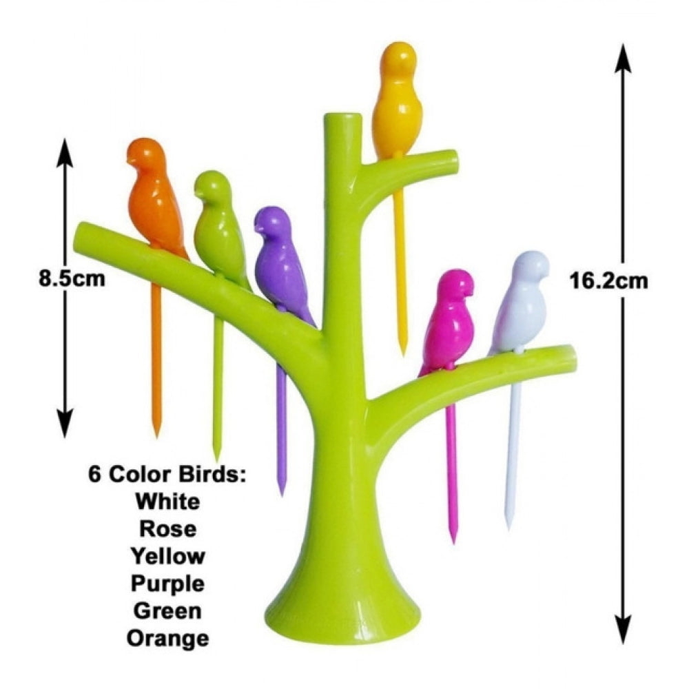 Snuggle Lifestyle Co Pack of 10_Bird Tree Fruit Fork Set Decorative Toothpick Holder (Color: Assorted )