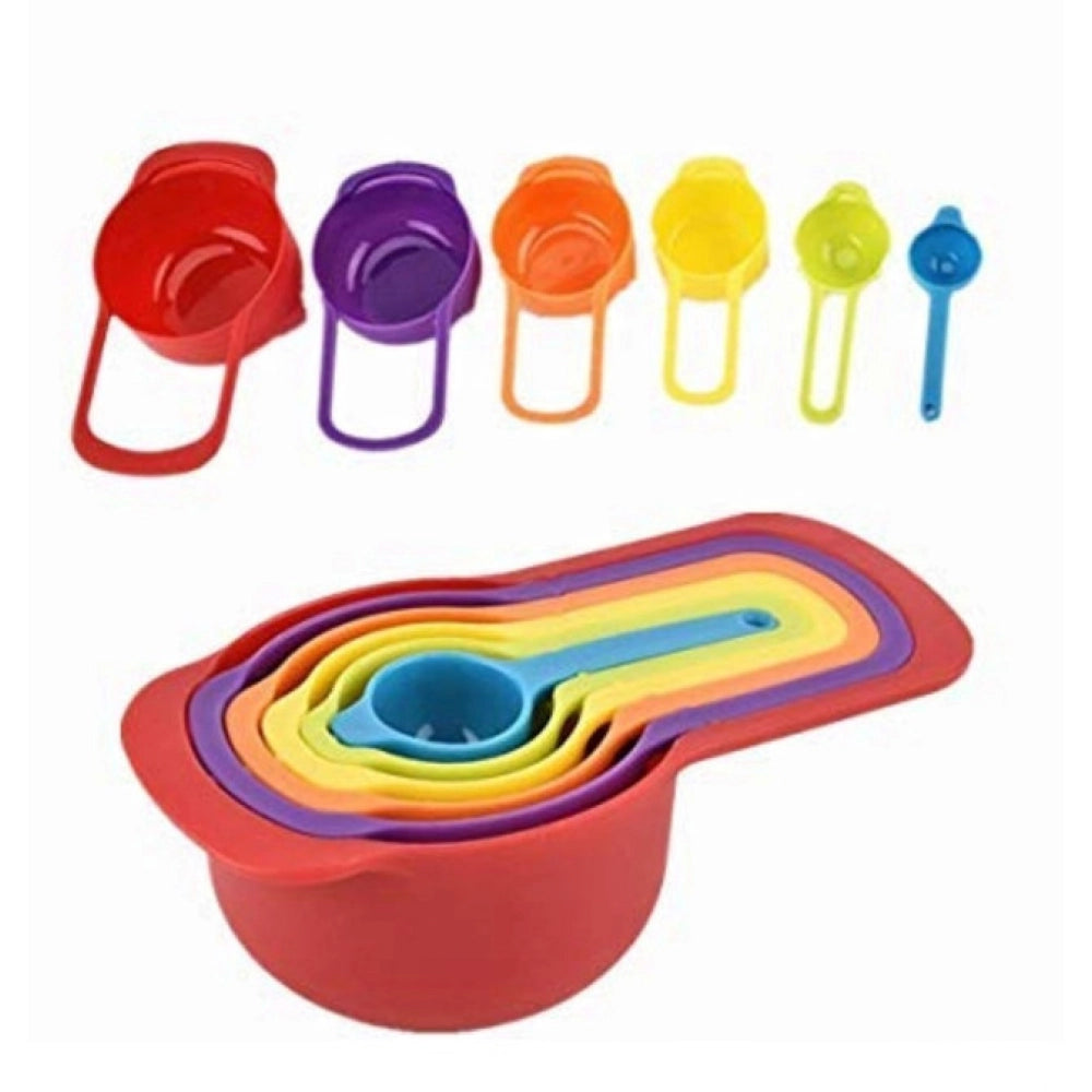 Snuggle Lifestyle Co. Pack of 4_Colorful Measuring Cup Spoon Set Stackable Kitchen Measuring Cups (Color: Assorted )