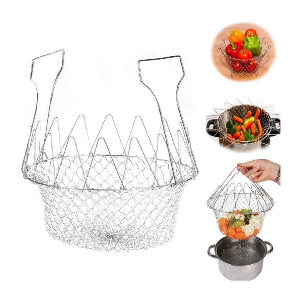 Snuggle Lifestyle Co. Foldable Chef Basket – Multi-Function Strainer And Steamer (Color: Assorted )