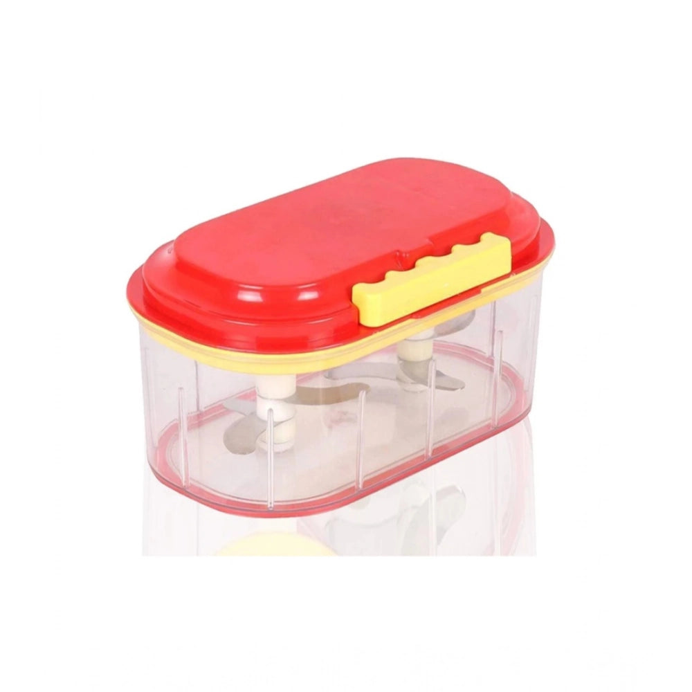 Snuggle Lifestyle Co. Pack Of 2_Twin Bowl Dual-Blade Hand Chopper | Manual Food Processor for Vegetables And Fruits (Color: Assorted )
