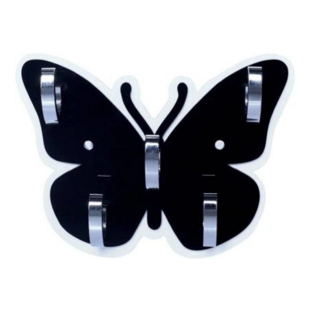 Snuggle Lifestyle Co Pack Of 2_Butterfly Key Holder – Decorative Wall Mount Key Organizer (Color: Black)