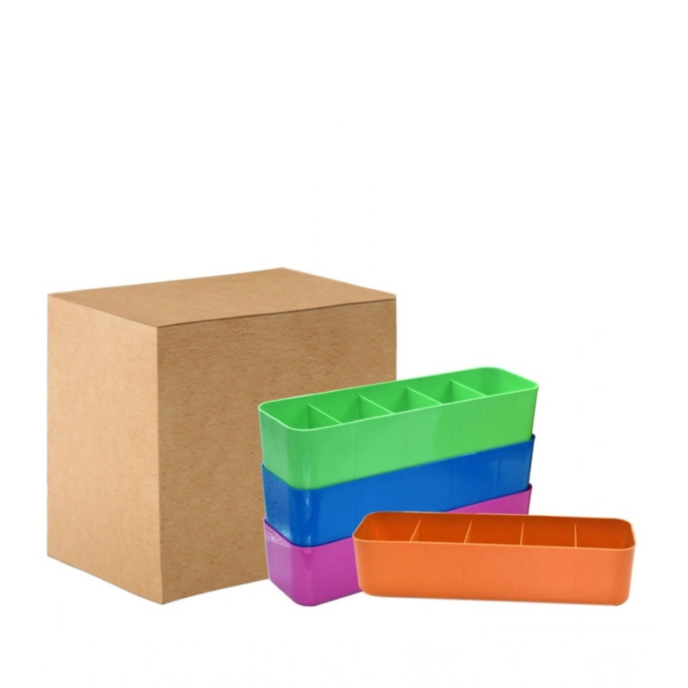 Snuggle Lifestyle Co Pack Of 2_Socks Organizer Tray – 4-Piece Set | Quick 5-Section Storage Trays for Drawer Organizing | Sorting Tray for Socks, Accessories And Closet Storage (Color: Assorted )