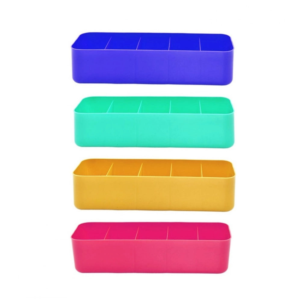 Snuggle Lifestyle Co Pack Of 2_Socks Organizer Tray – 4-Piece Set | Quick 5-Section Storage Trays for Drawer Organizing | Sorting Tray for Socks, Accessories And Closet Storage (Color: Assorted )