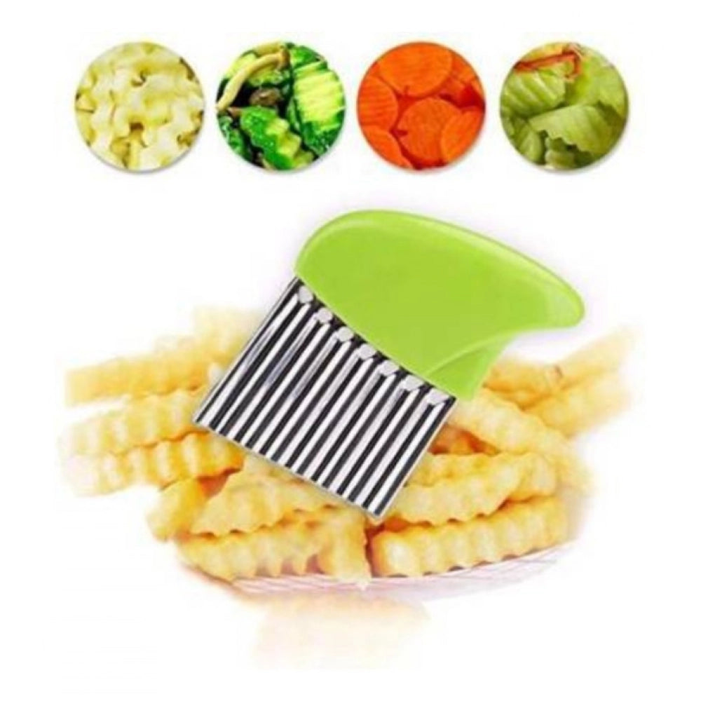 Snuggle Lifestyle Co. Pack Of_5 Wave Shape Stainless Steel Potato Cutter And Slicer – (Color: Assorted )