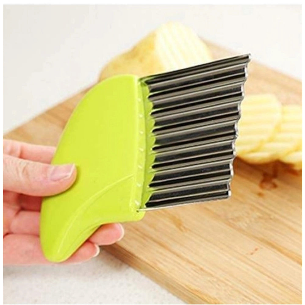 Snuggle Lifestyle Co. Pack Of_5 Wave Shape Stainless Steel Potato Cutter And Slicer – (Color: Assorted )