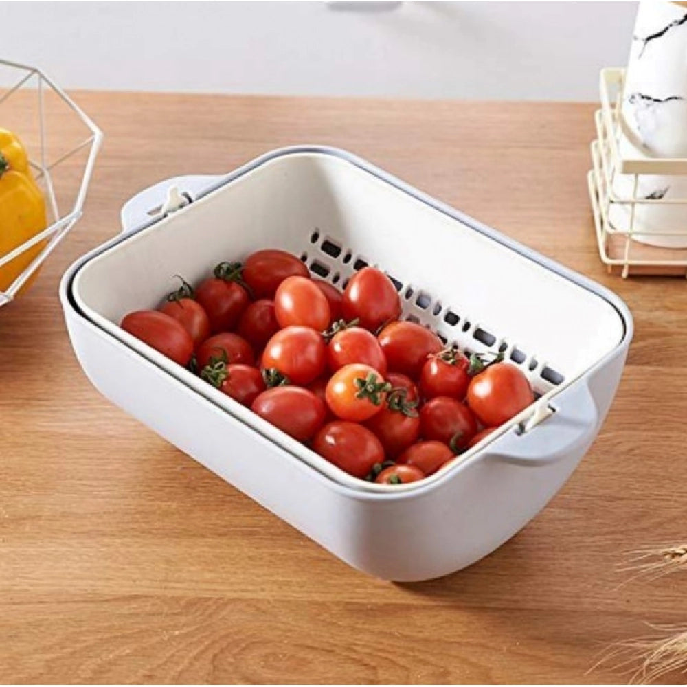 Snuggle Lifestyle Co. Pack Of 2_Multi-Purpose Kitchen Basket – Ideal for Straining, Sieving, Washing And Holding Fruits or Foods (Color: Assorted )