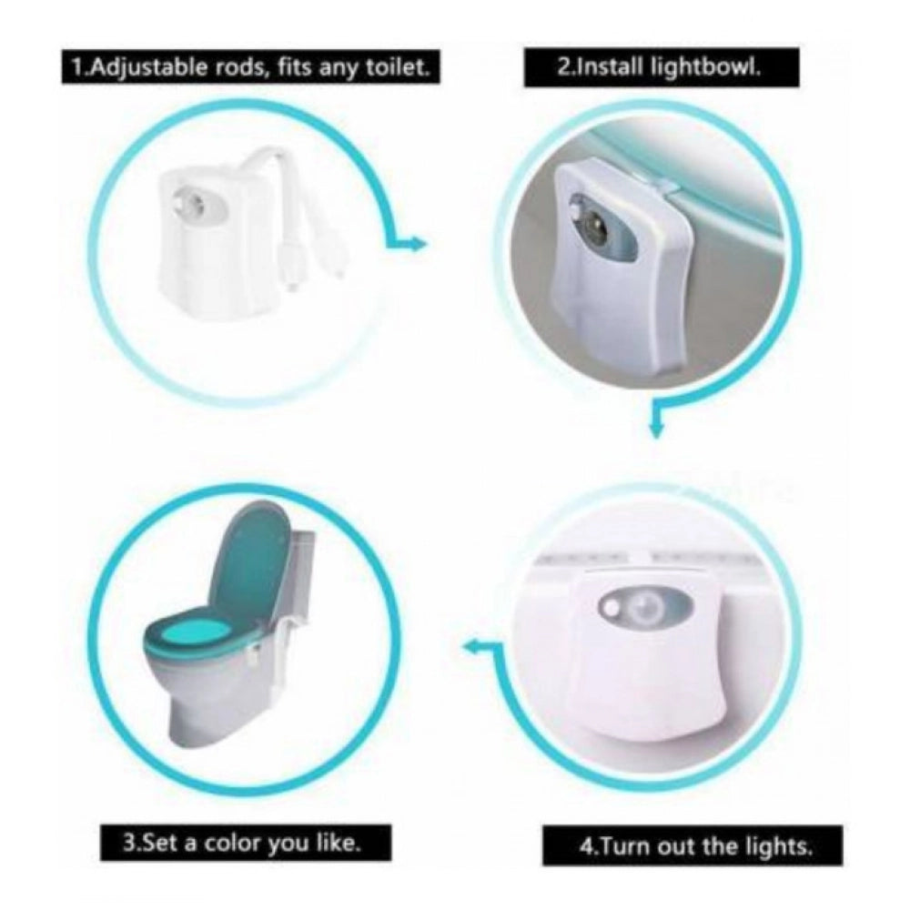 Snuggle Lifestyle Co Pack of 2_Toilet Bowl Night Light – Motion Sensor LED Toilet Lamp (Color: Assorted )