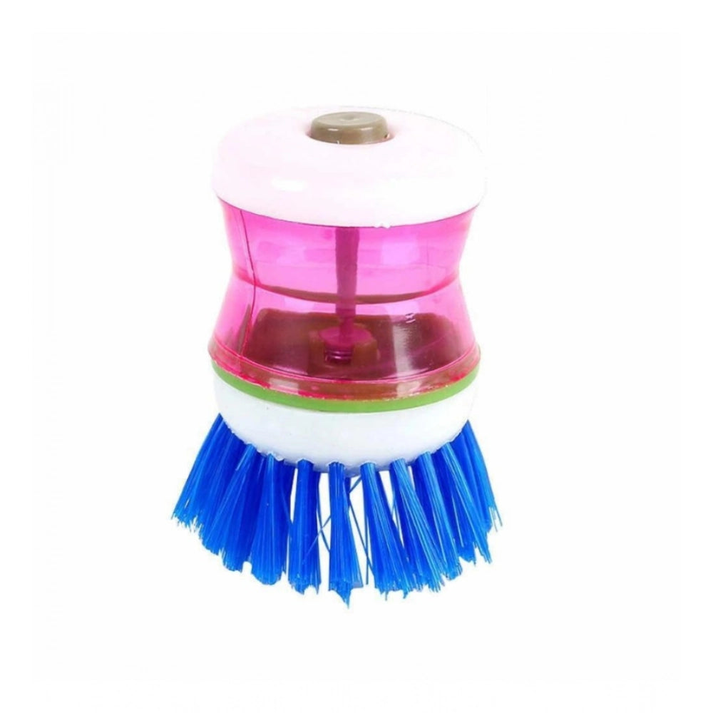 Snuggle Lifestyle Co Pack of 4_Plastic Wash Basin Brush Cleaner with Soap Dispenser – (Color: Assorted)