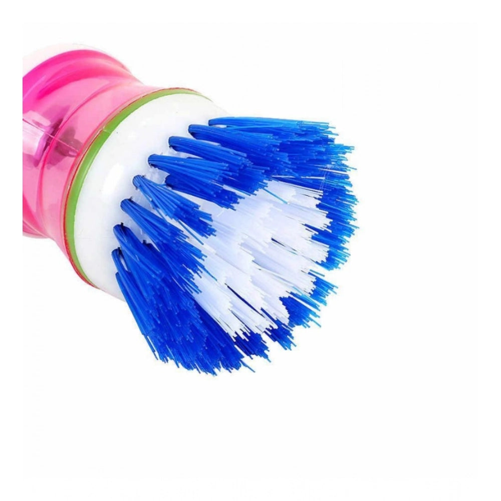 Snuggle Lifestyle Co Pack of 4_Plastic Wash Basin Brush Cleaner with Soap Dispenser – (Color: Assorted)