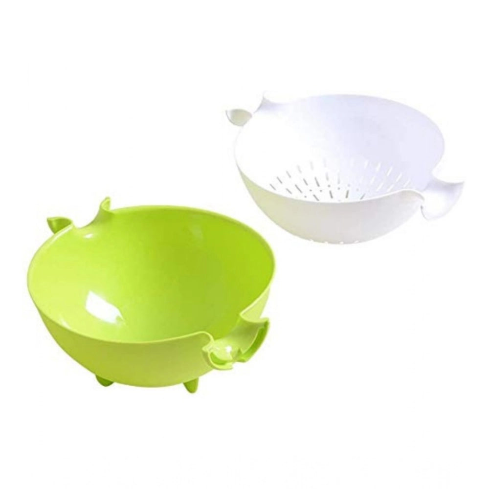 Snuggle Lifestyle Co. Pack Of 3_Multifunctional Vegetable And Fruit Draining Basket – (Color: Assorted)