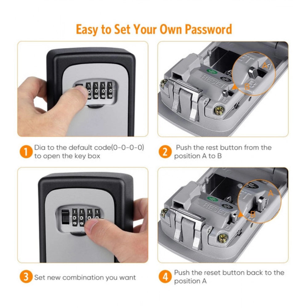 Snuggle Lifestyle Co Wall-Mounted ABS Plastic Key Lock Box (Grey-Black )