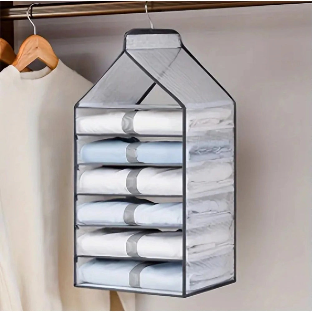 Snuggle Lifestyle Co Hanging Foldable Fabric Closet Organizer with 6 Shelves