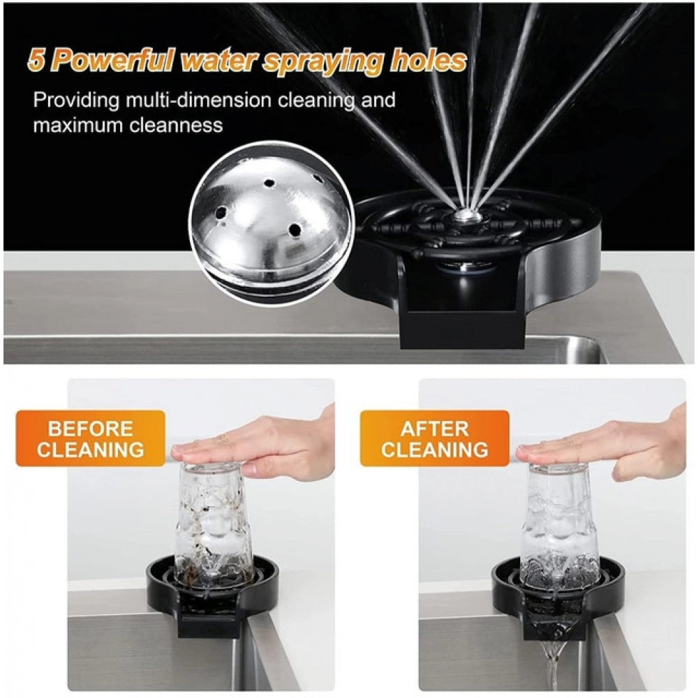 Snuggle Lifestyle Co Steel, Plastic Automatic Cup Rinser, Bottle Cleaner, Glass Rinser for Kitchen Sinks