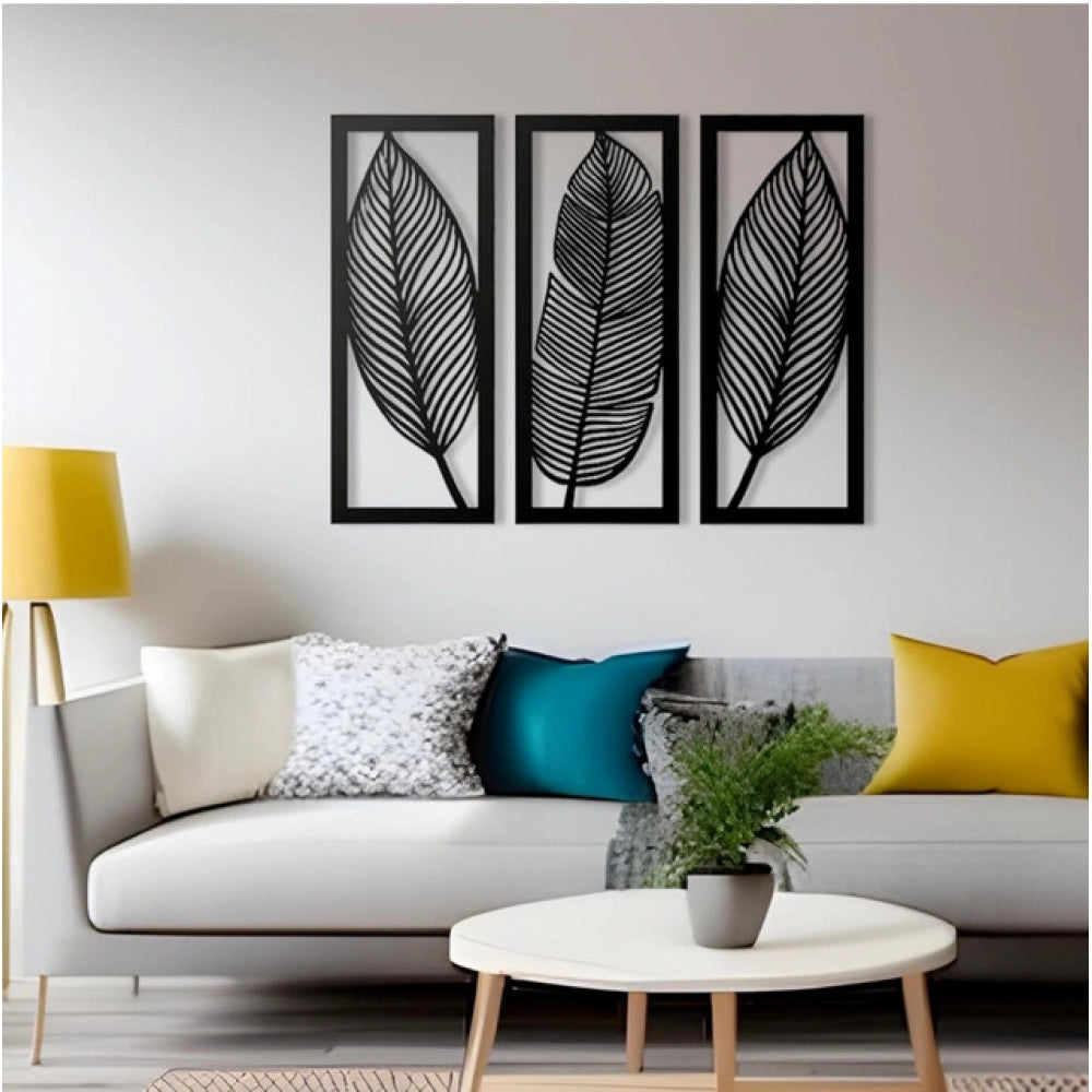 Snuggle Lifestyle Co. Wooden 3 Pieces Leaf Wall Art Panel Frame for Home Decor