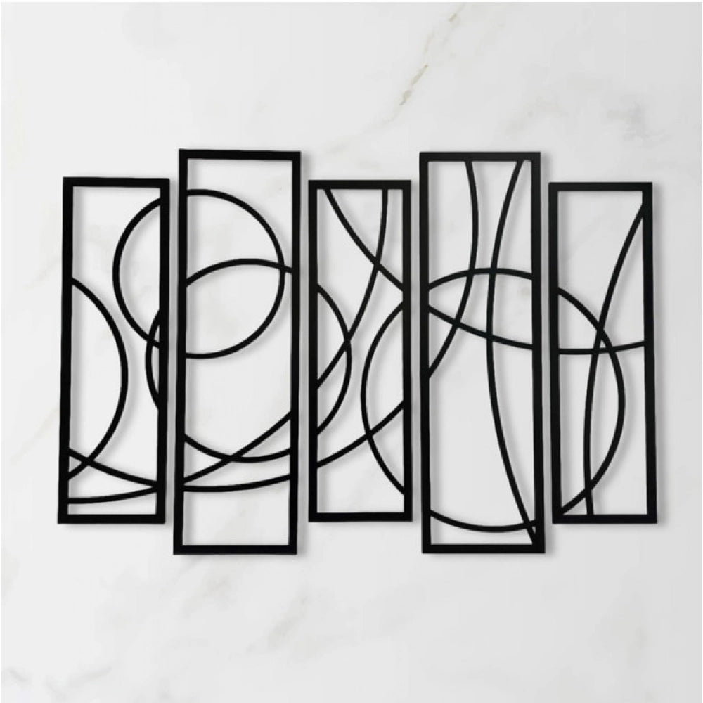 Snuggle Lifestyle Co. Wooden 5-Piece Wall Art Panel Frame – Elegant Black Abstract Design