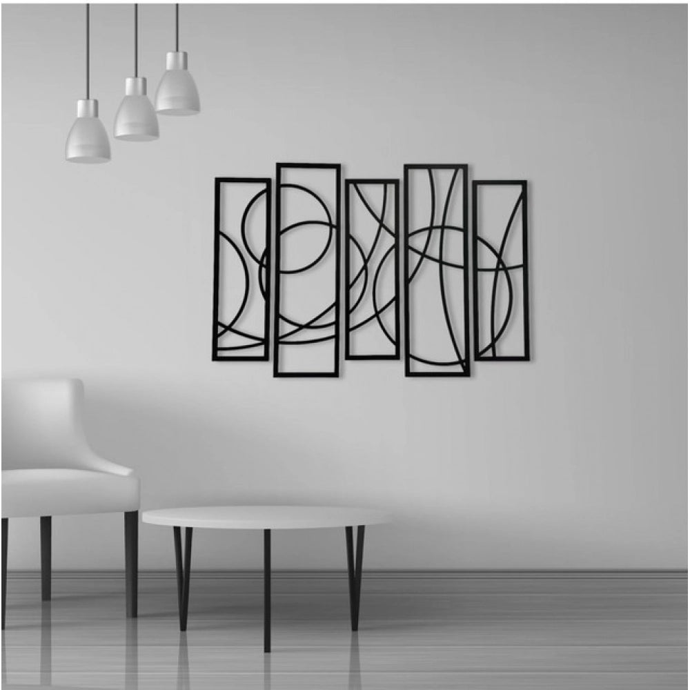 Snuggle Lifestyle Co. Wooden 5-Piece Wall Art Panel Frame – Elegant Black Abstract Design