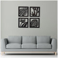 Snuggle Lifestyle Co. 7 Decore Wooden 4 Pieces Square Tree Leaf Wall Art Panel Frame – Black (Big Size)