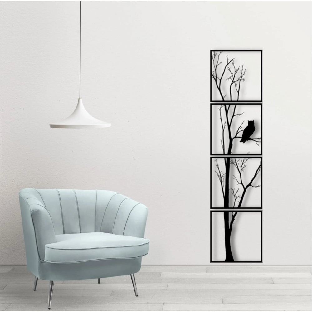 Snuggle Lifestyle Co. 7 Decore Unique Vertical Tree Wall Art – 4 Piece Wooden Panel Set (Black)