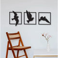Snuggle Lifestyle Co. Birds in Frame Wooden Wall Decor – Set of 3 Panels (Black)