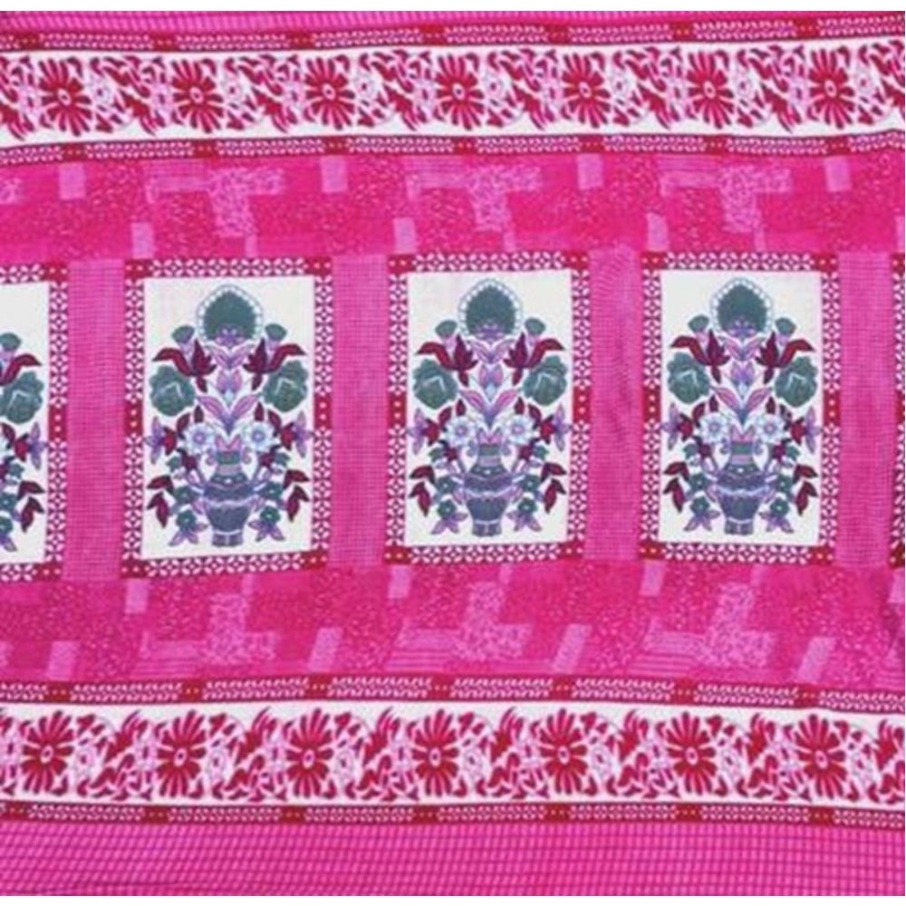 Snuggle Lifestyle Co. Fleece Floral Printed Double Polar Warm Bedsheet with 2 Pillow Cover (Pink)