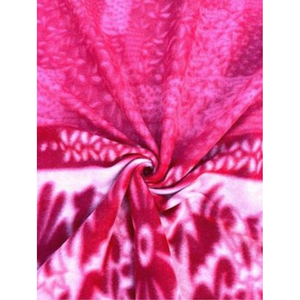 Snuggle Lifestyle Co. Fleece Floral Printed Double Polar Warm Bedsheet with 2 Pillow Cover (Pink)