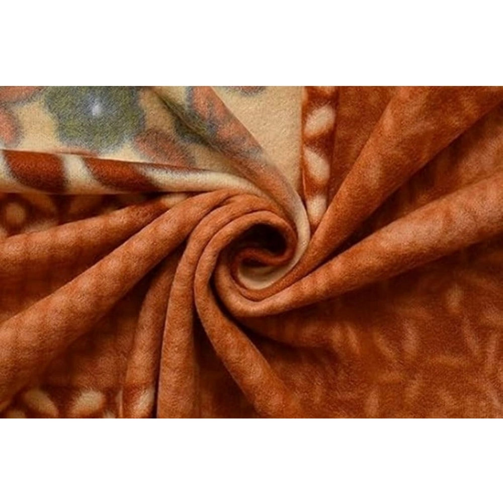 Snuggle Lifestyle Co. Fleece Floral Printed Double Polar Warm Bedsheet with 2 Pillow Cover (Brown)