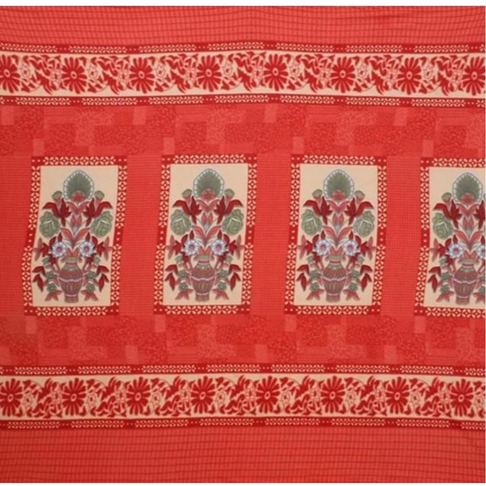 Snuggle Lifestyle Co. Fleece Floral Printed Double Polar Warm Bedsheet with 2 Pillow Cover (Red)