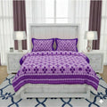 Snuggle Lifestyle Co. Fleece Geometric Double Polar Warm Bedsheet with 2 Pillow Cover (Purple)
