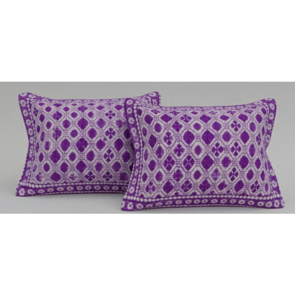 Snuggle Lifestyle Co. Fleece Geometric Double Polar Warm Bedsheet with 2 Pillow Cover (Purple)