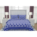 Snuggle Lifestyle Co. Fleece Geometric Double Polar Warm Bedsheet with 2 Pillow Cover (Blue)
