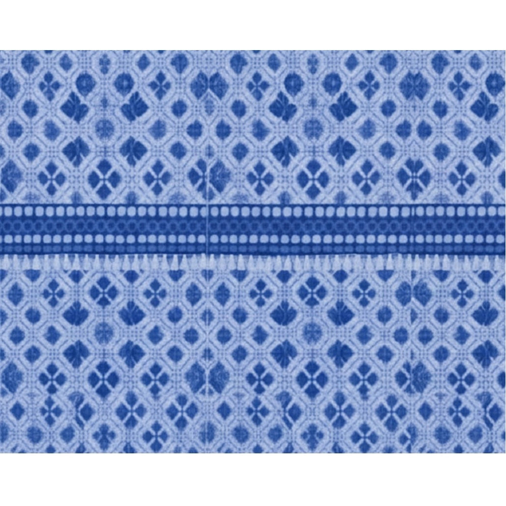 Snuggle Lifestyle Co. Fleece Geometric Double Polar Warm Bedsheet with 2 Pillow Cover (Blue)