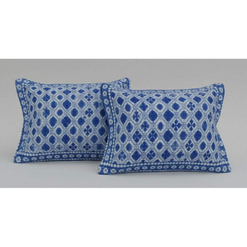 Snuggle Lifestyle Co. Fleece Geometric Double Polar Warm Bedsheet with 2 Pillow Cover (Blue)