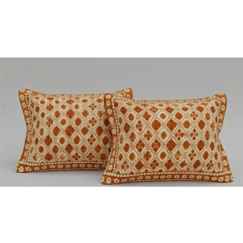 Snuggle Lifestyle Co. Fleece Geometric Double Polar Warm Bedsheet with 2 Pillow Cover (Orange)