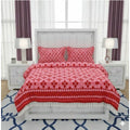 Snuggle Lifestyle Co. Fleece Geometric Double Polar Warm Bedsheet with 2 Pillow Cover (Red)