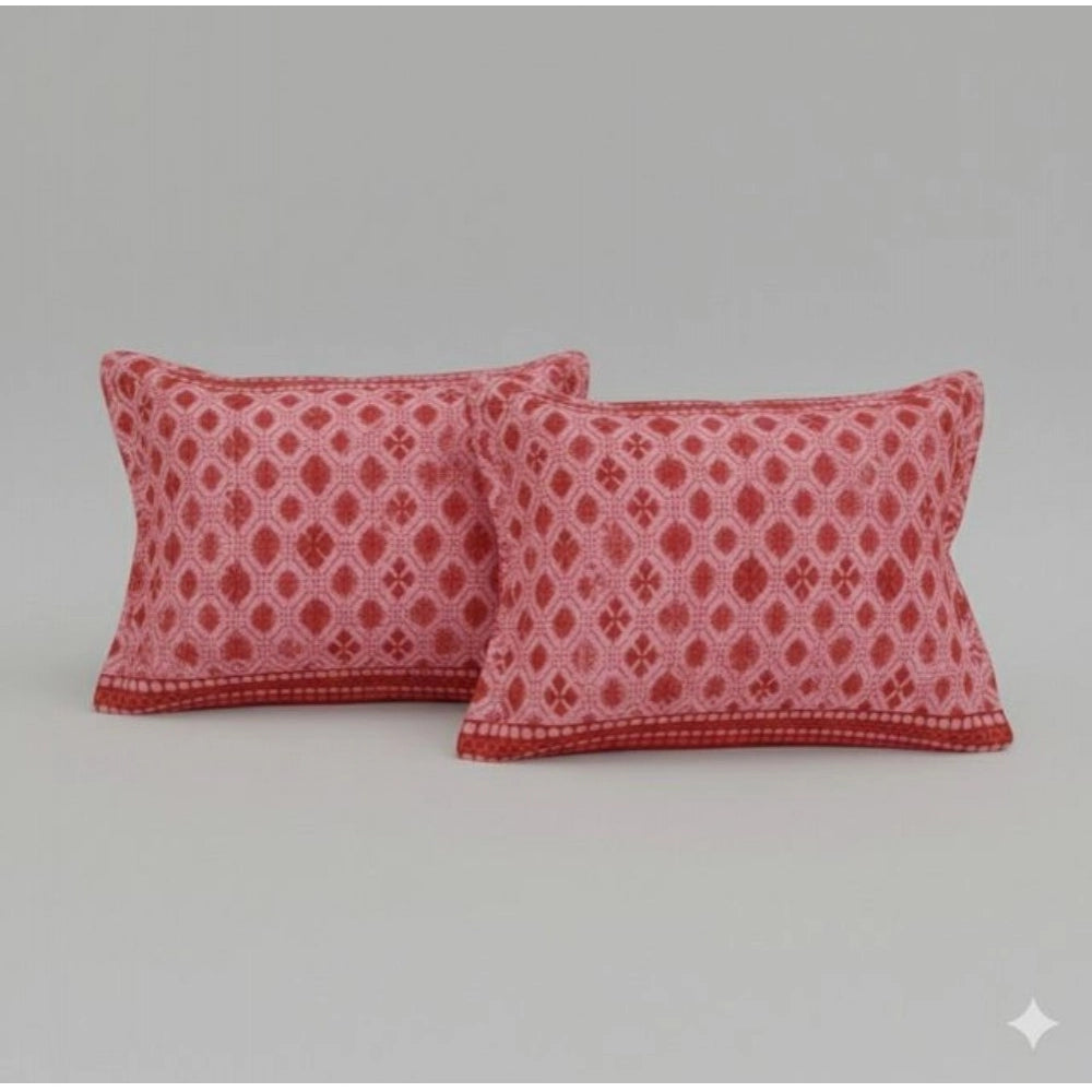 Snuggle Lifestyle Co. Fleece Geometric Double Polar Warm Bedsheet with 2 Pillow Cover (Red)